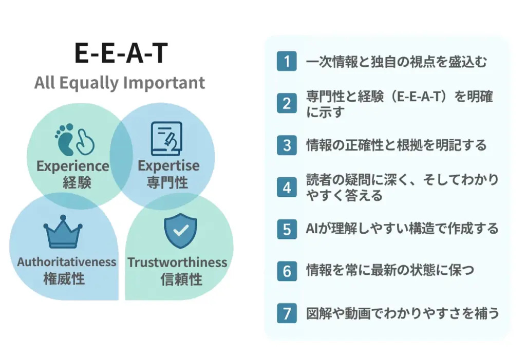 「E-E-A-T」を高めるために実践すべき7つのポイント