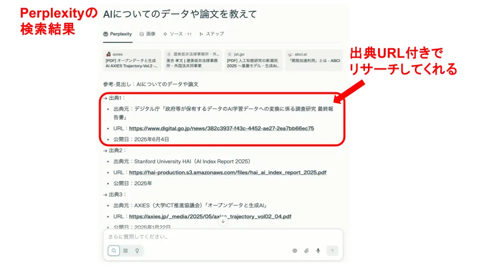 Perplexityの検索結果